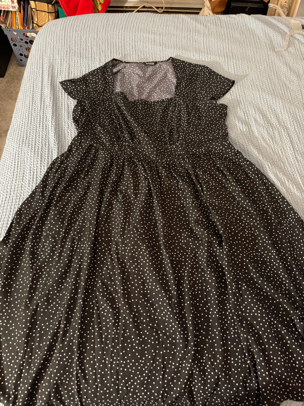22-24 BloomChic Black Midi Dress with White Polka Dots